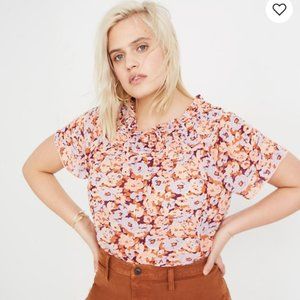 MADEWELL Smocked Mockneck Floral Top XL